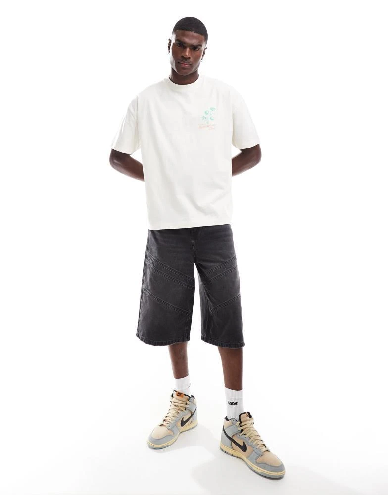 ASOS ASOS DESIGN oversized t-shirt with front and back floral print in off white 3