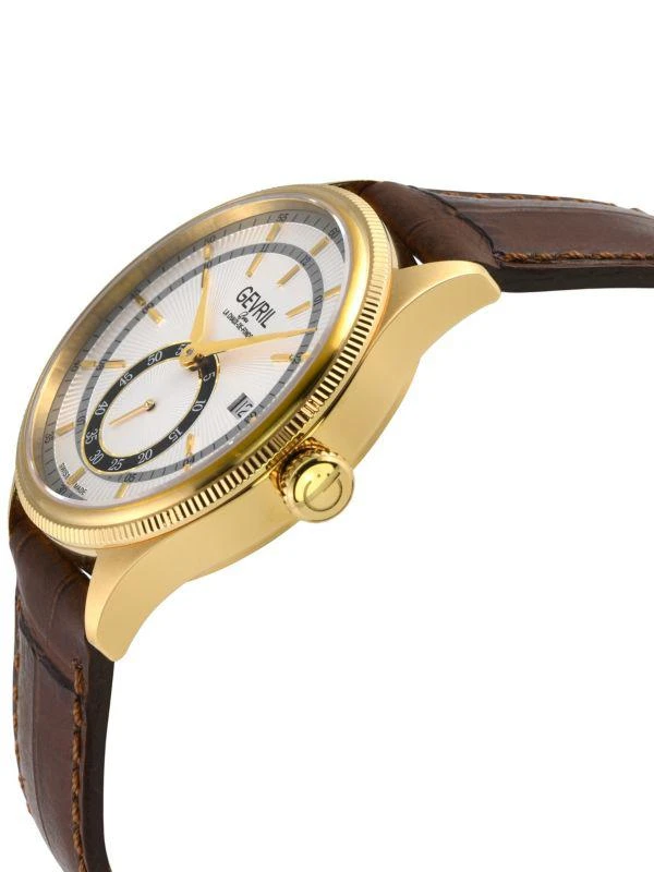 Gevril Empire 40MM IP Goldtone Stainless Steel 
Leather Strap Chronograph Watch 3