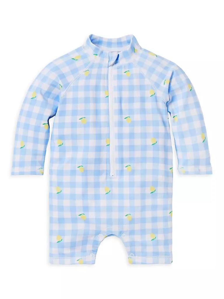 Janie and Jack Baby's Lemon Gingham Rash Guard Romper Swimsuit 1