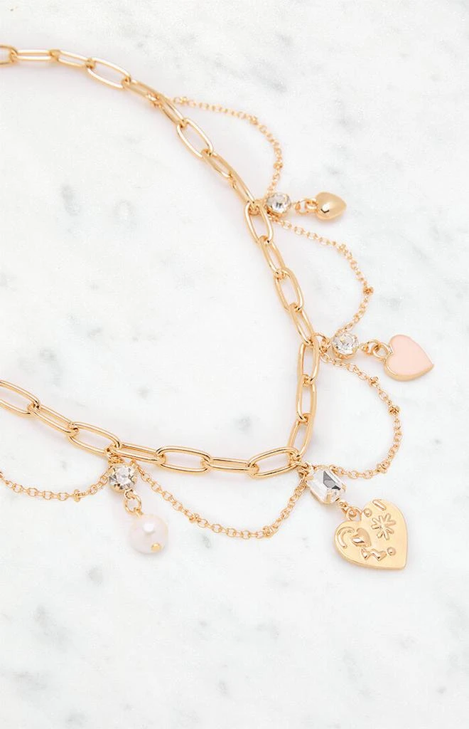 LA Hearts Karina Gold Charm Necklace 2