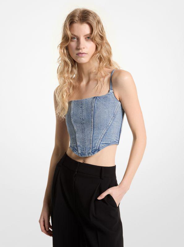 Michael Kors Stretch Denim Bustier Top