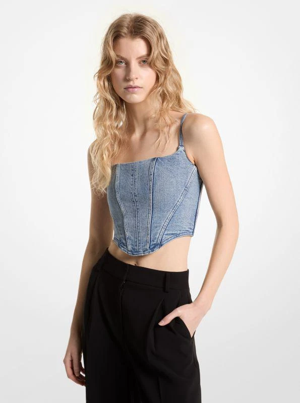 Michael Kors Stretch Denim Bustier Top 1