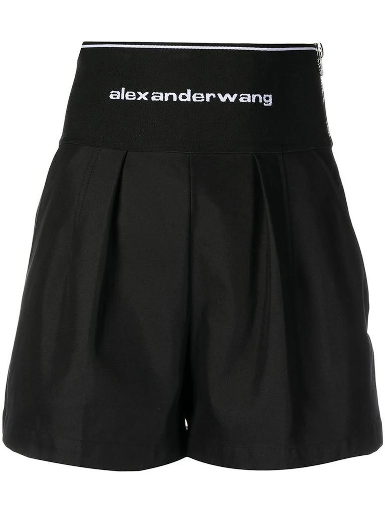 Alexander Wang Alexander Wang Safari Short With Exposed Zipper And Logo Elastic Clothing 1