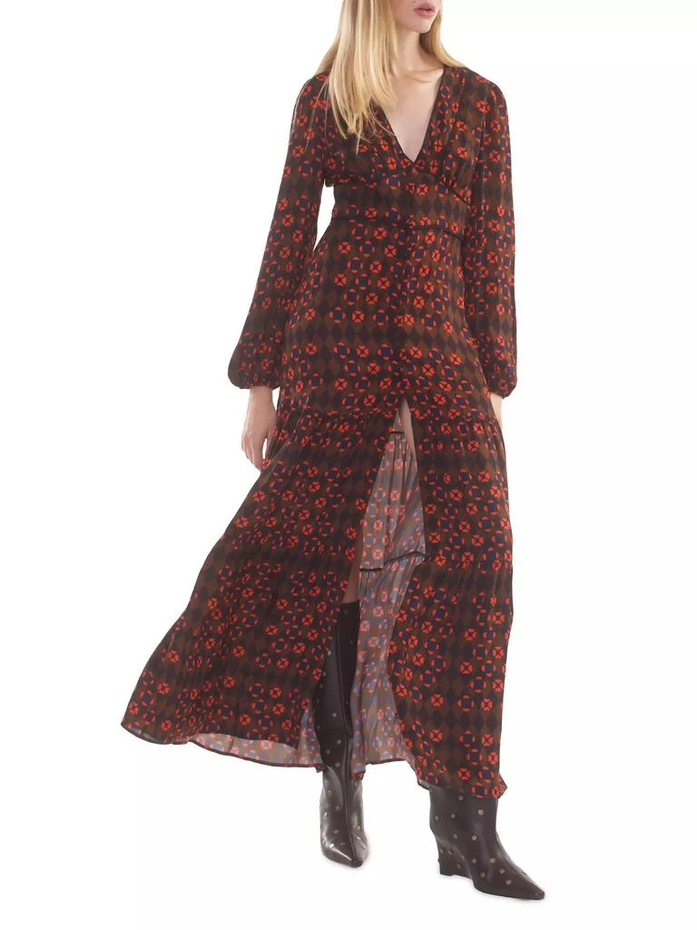 Cynthia Rowley Geometric Georgette Tiered Maxi Dress 2
