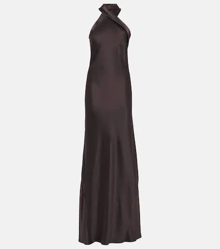 asymmetrical silk bias cut dress by galvan GALVAN | Women's | Pandora GOWN | Black GOWN