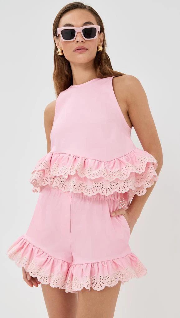 Kika Vargas Li Top Pale Pink Cotton + White Embroidery 1