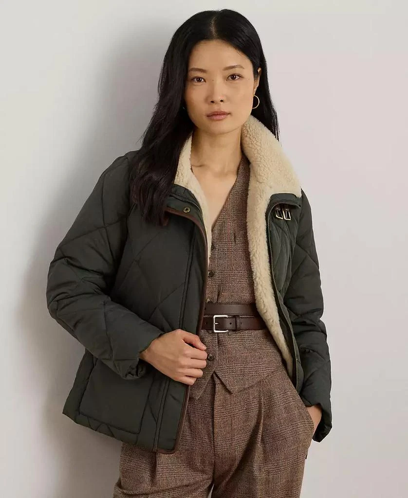 Ralph Lauren Women
s Faux-Fur-Collar Diamond Quilted Jacket