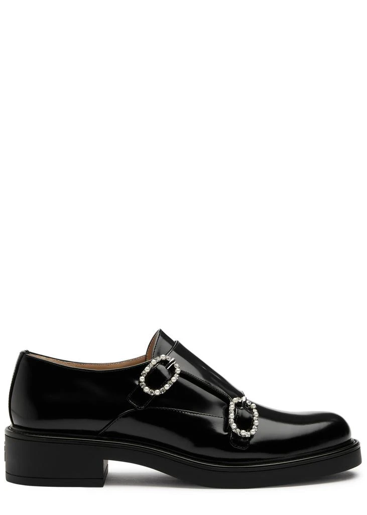 Stuart Weitzman Leighton embellished leather monk strap shoes 1