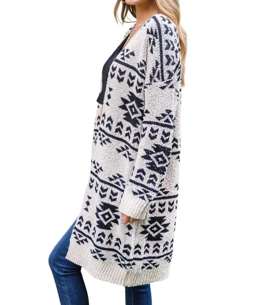 Savannah Jane Drive To The Cabin Cardigan In Cream/black 2