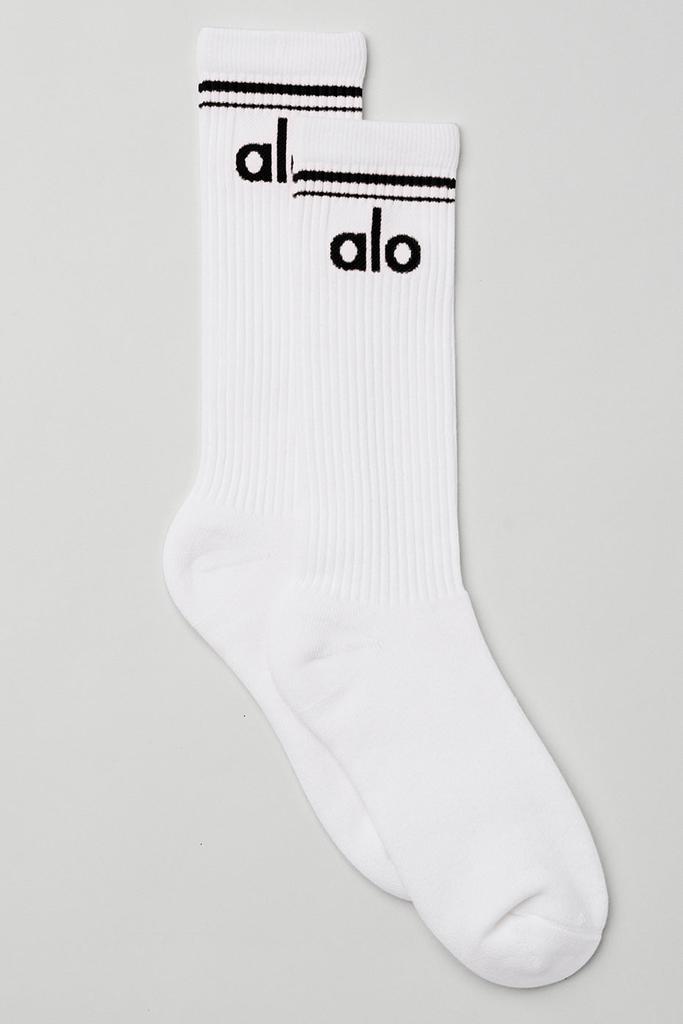 Alo Unisex Throwback Sock - White/Black