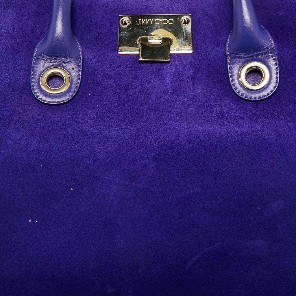 Shop Jimmy Choo Purple Leather and Suede Riley Tote on Sale at