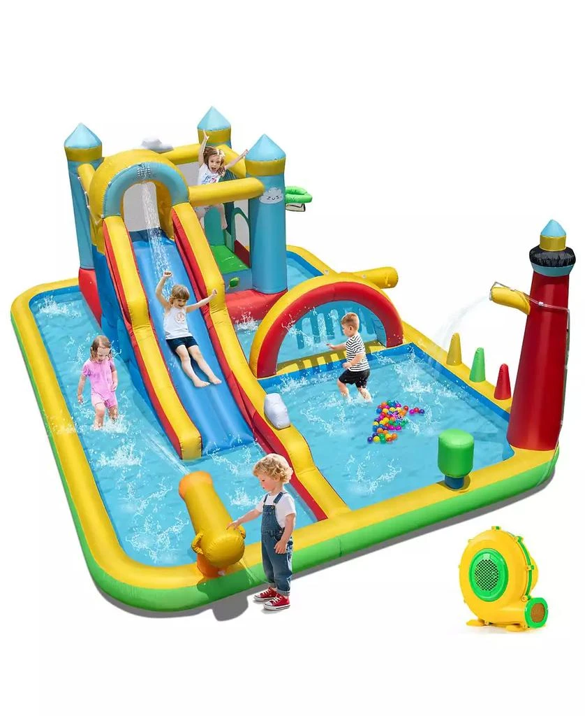 Mecale Giant Inflatable Water Slide Park with Long Slide and 750W Blower Included 9