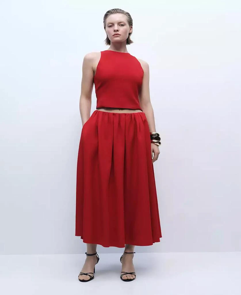 Mango Women's Gathered Waist Long Skirts 2