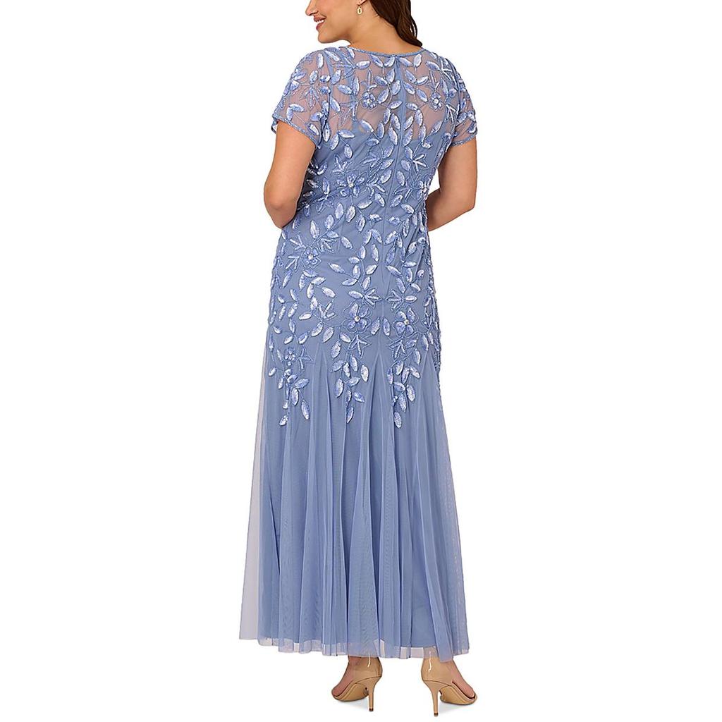 Adrianna Papell Plus Womens Sequined Formal Evening Dress
