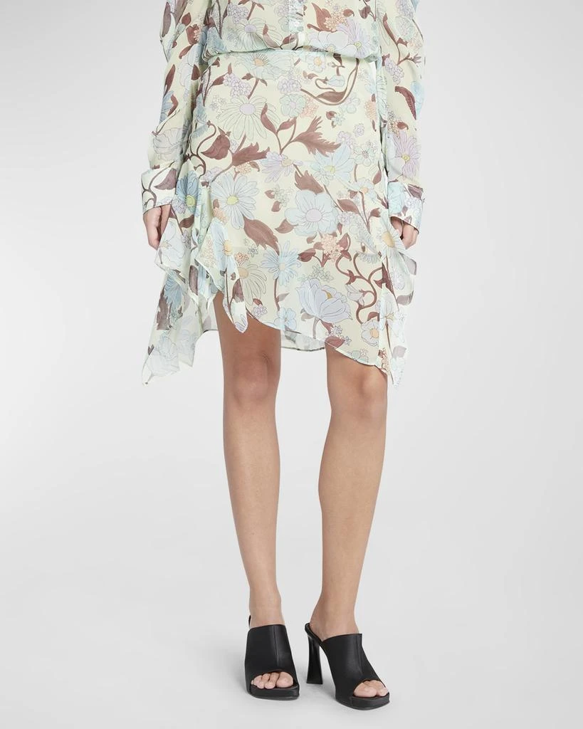 Stella McCartney Garden-Print Asymmetric Chiffon Mini Skirt 1