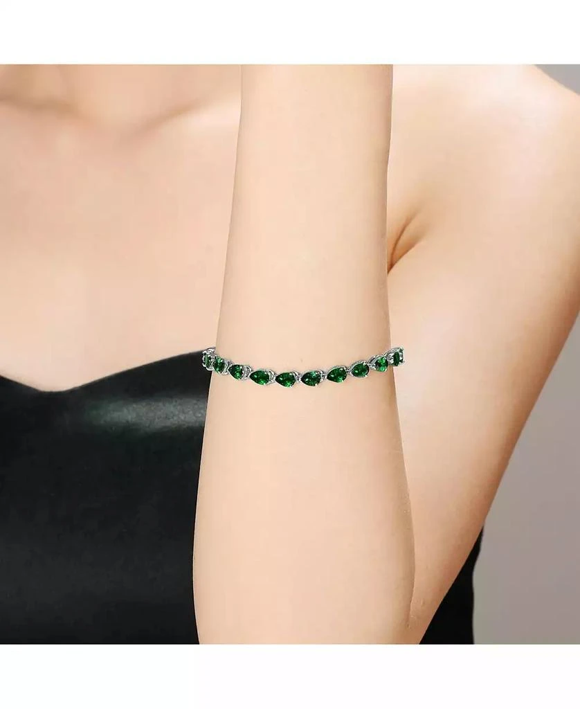 Rachel Glauber Women
s White Gold Plated Colored Pear CZ Tennis Bracelet 2