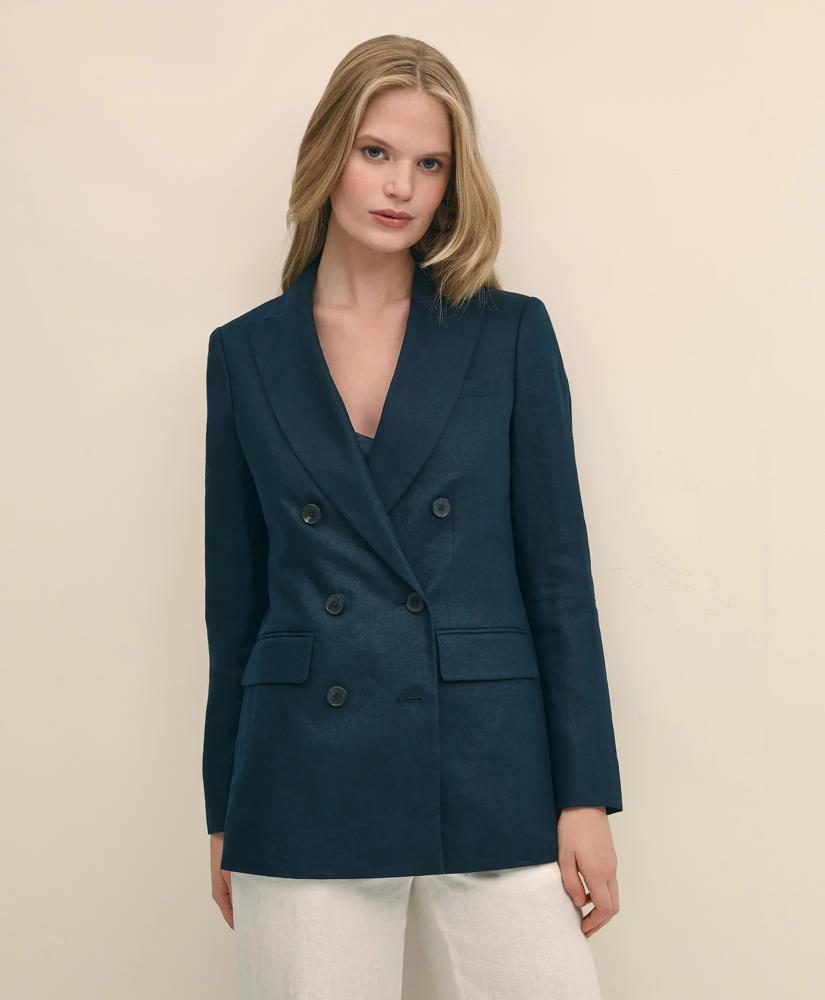 Brooks Brothers Linen Double-Breasted Peak Lapel Jacket