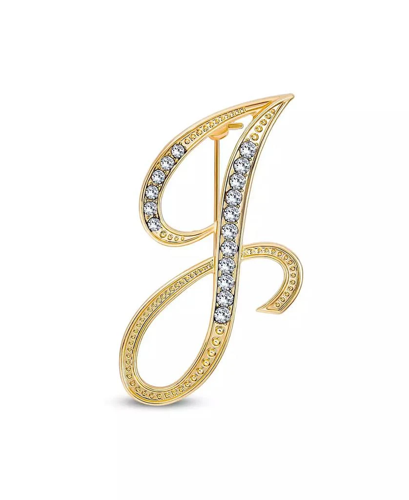 Bling Jewelry Large Statement ABC Pave Crystal Letters Initial Scarf Lapel Pin Brooch Yellow Gold Plated