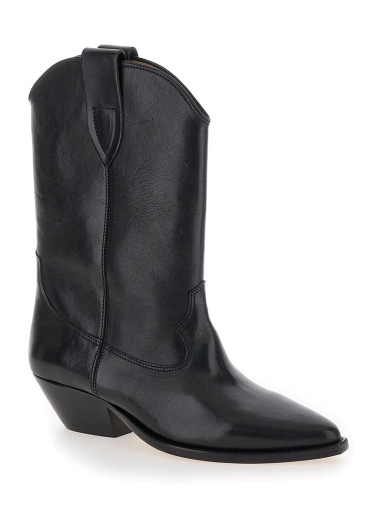 Isabel Marant 'Duetro' Black Ankle Boots With Western Heel In Leather Woman