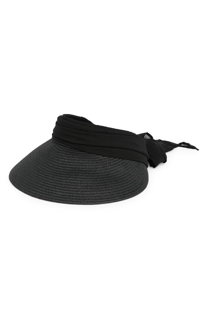 Vince Camuto Chiffon Tie Bow Straw Visor