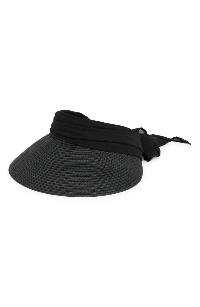 Vince Camuto Chiffon Tie Bow Straw Visor 1