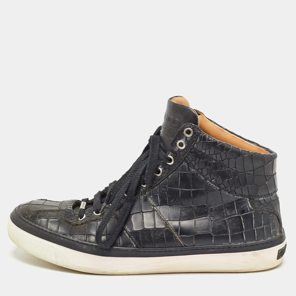 Jimmy Choo Jimmy Choo Black  Croc Embossed Belgravia Sneakers Size 45 1