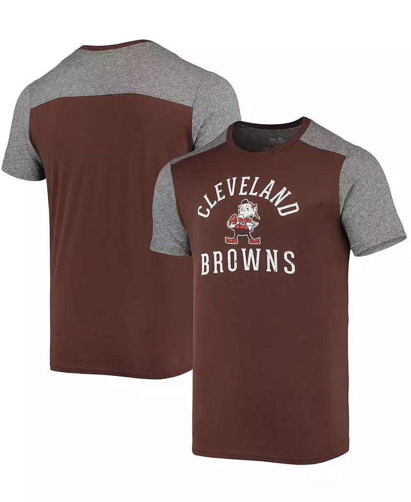 Majestic Men's Brown, Heathered Gray Cleveland Browns Gridiron Classics Field Goal Slub T-shirt