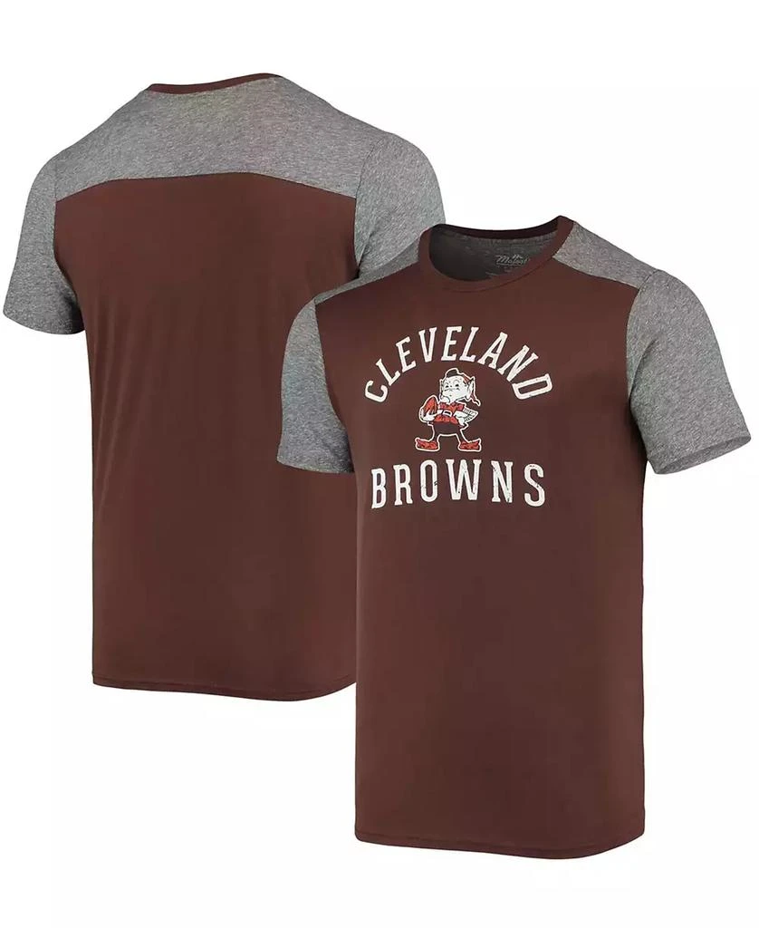 Majestic Men's Brown, Heathered Gray Cleveland Browns Gridiron Classics Field Goal Slub T-shirt 1