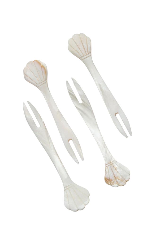 Gohar World Gohar World - Set-of-Four Mother-of-Pearl Seafood Picks - White - Moda Operandi