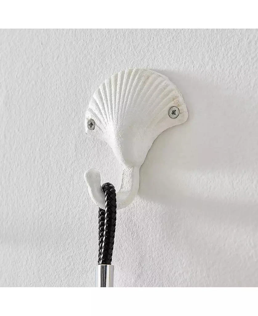 Danya B White Cast Iron Nautical Ocean Sculpture Wall Hook Set of 3 - Seashell, Crab, Seahorse 4