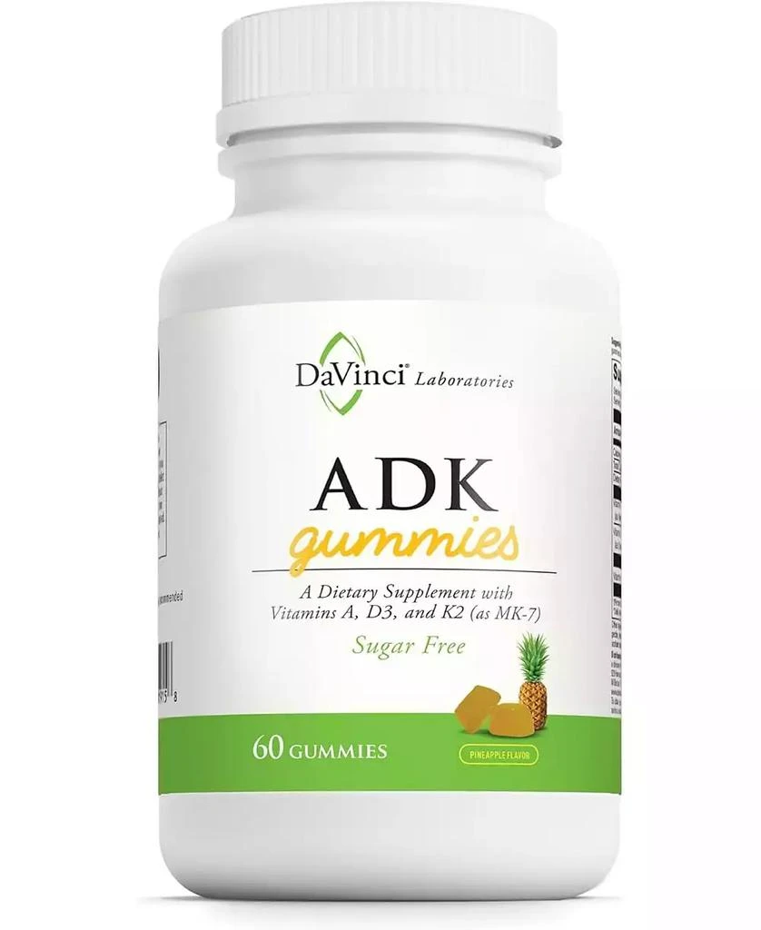 DAVINCI LABS ADK Gummies – Sugar-Free, Pineapple Flavored Allulose Gummys – Supports Bone, Heart 
Immune Health – Vegetarian, Gluten-Free