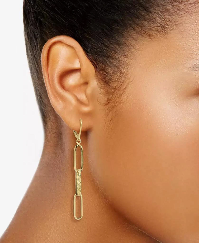 Macy's Polished & Textured Multi-Link Paperclip Drop Earrings in 14k Gold 2