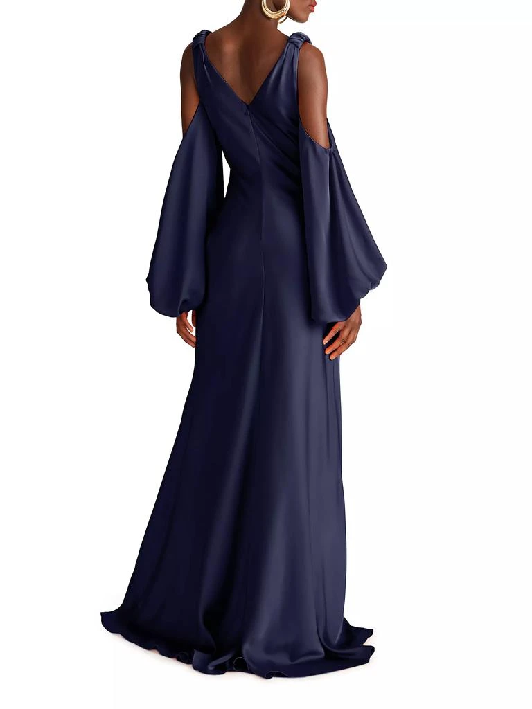 Halston Binnie Satin Balloon-Sleeve Gown 5