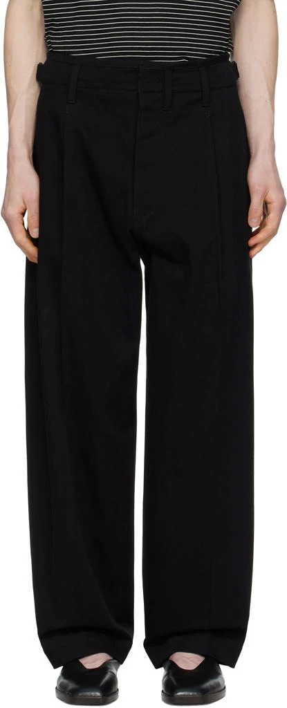 Lemaire Black Pleated Carrot Trousers 1