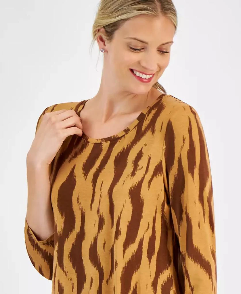 JM Collection Petite Zebra Stitch 3/4-Sleeve Top, Created for Macy's 3