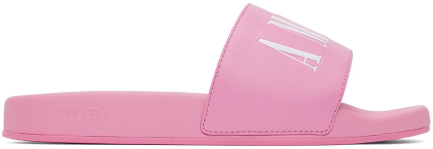 AMIRI Kids Pink Logo Pool Slides