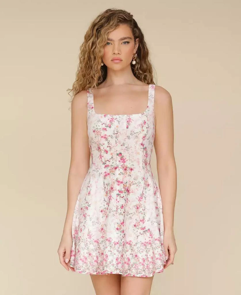 Avec Les Filles Women's Floral-Print Linen Spring Dress 2