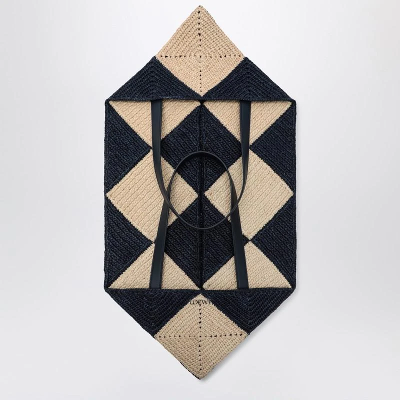 Loewe Puzzle Fold Tote XXL natural/navy raffia bag 7