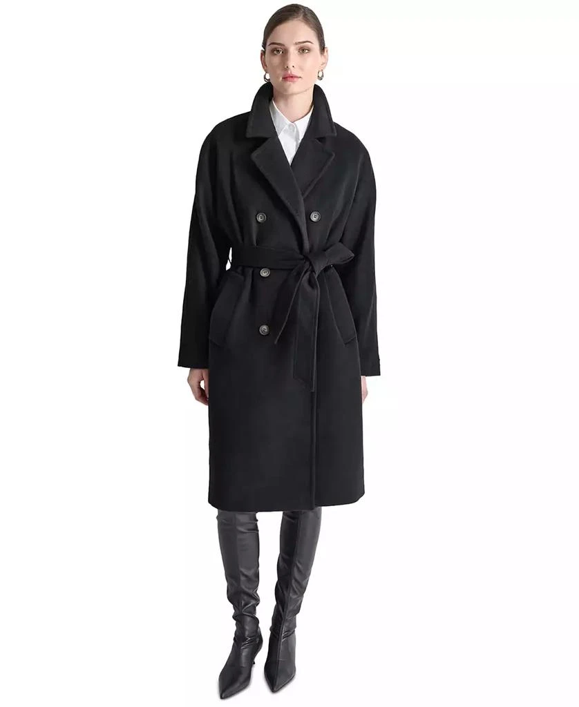 DKNY Women's Double-Breasted Belted Wrap Coat 1