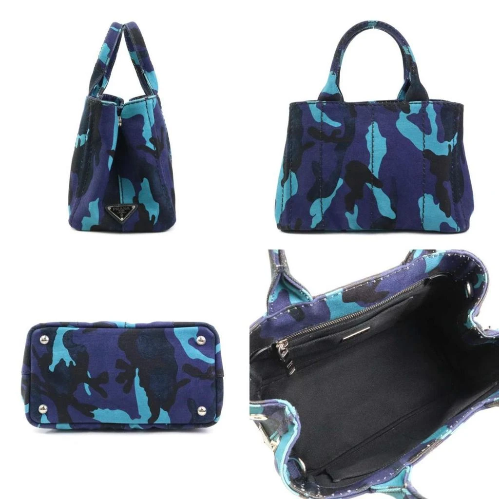Prada blue Navy Canvas Handbag Shoulder Bag (Pre-Owned) 2