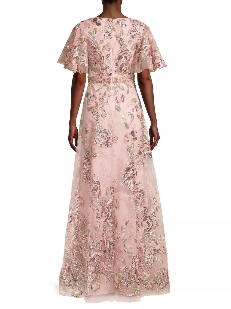 Mac Duggal Flutter Sleeve Floral Gown 5