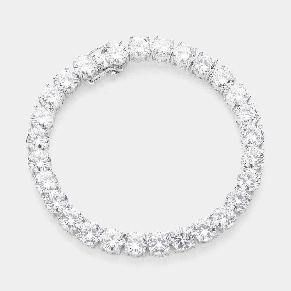 FASHNZFAB Round CZ Stone Tennis Evening Bracelet