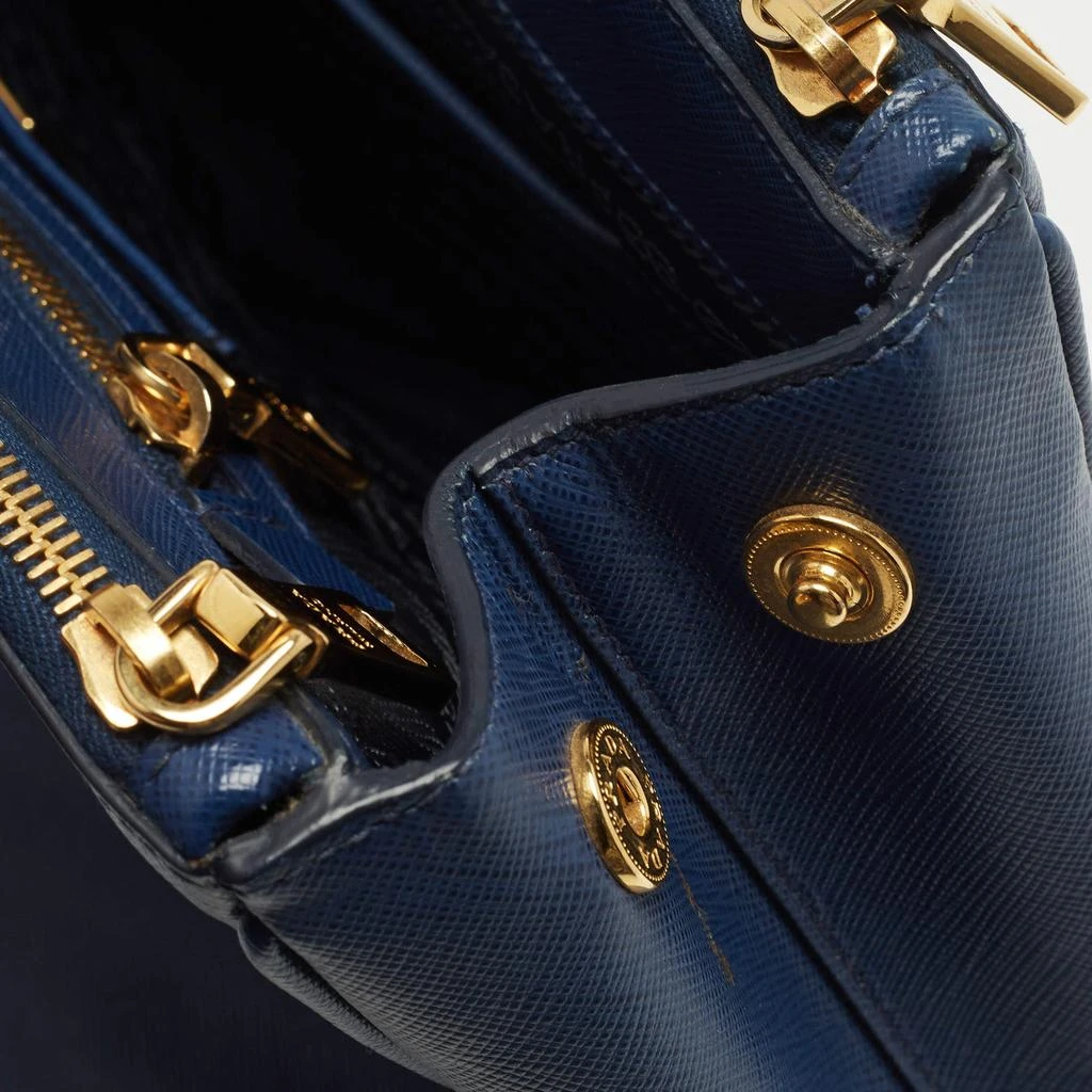 Prada Prada Navy Blue Saffiano Lux Leather Large Double Zip Tote 12
