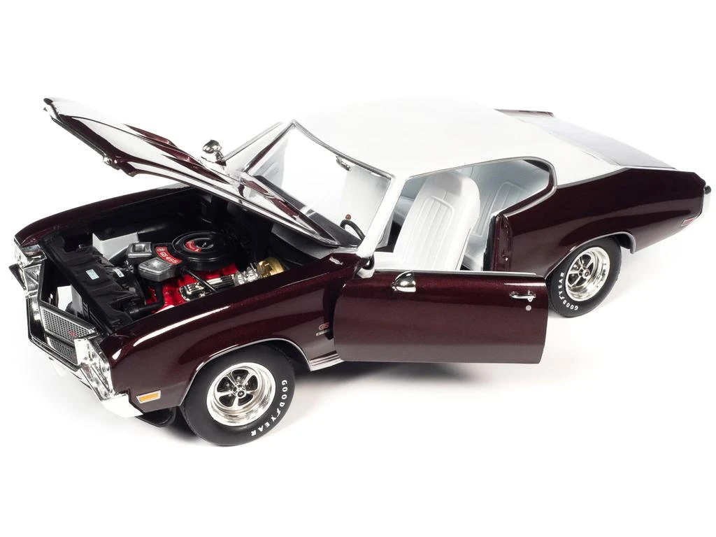 Diecast Model Autoworld 1970 Buick GS Stage 1 Burdy Mist Metallic with White Top and Interior "Muscle Car & Corvette Nationals" (MCACN) 1/18 Diecast Model Car by Auto World 2
