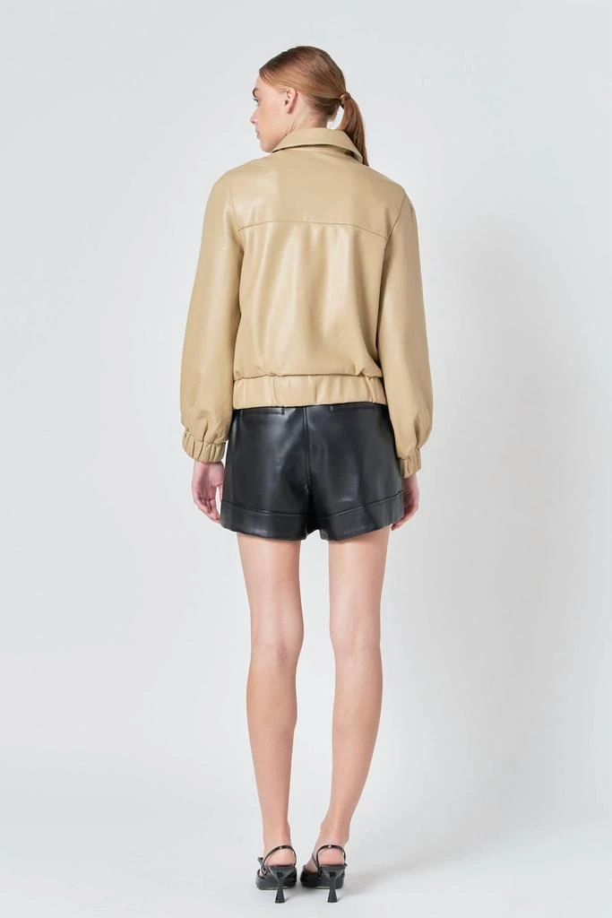 Endless Rose Faux Leather Jacket In Beige 2