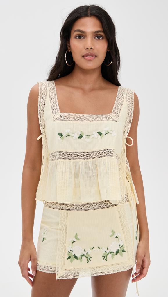 For Love & Lemons Jolene Embroidered Top