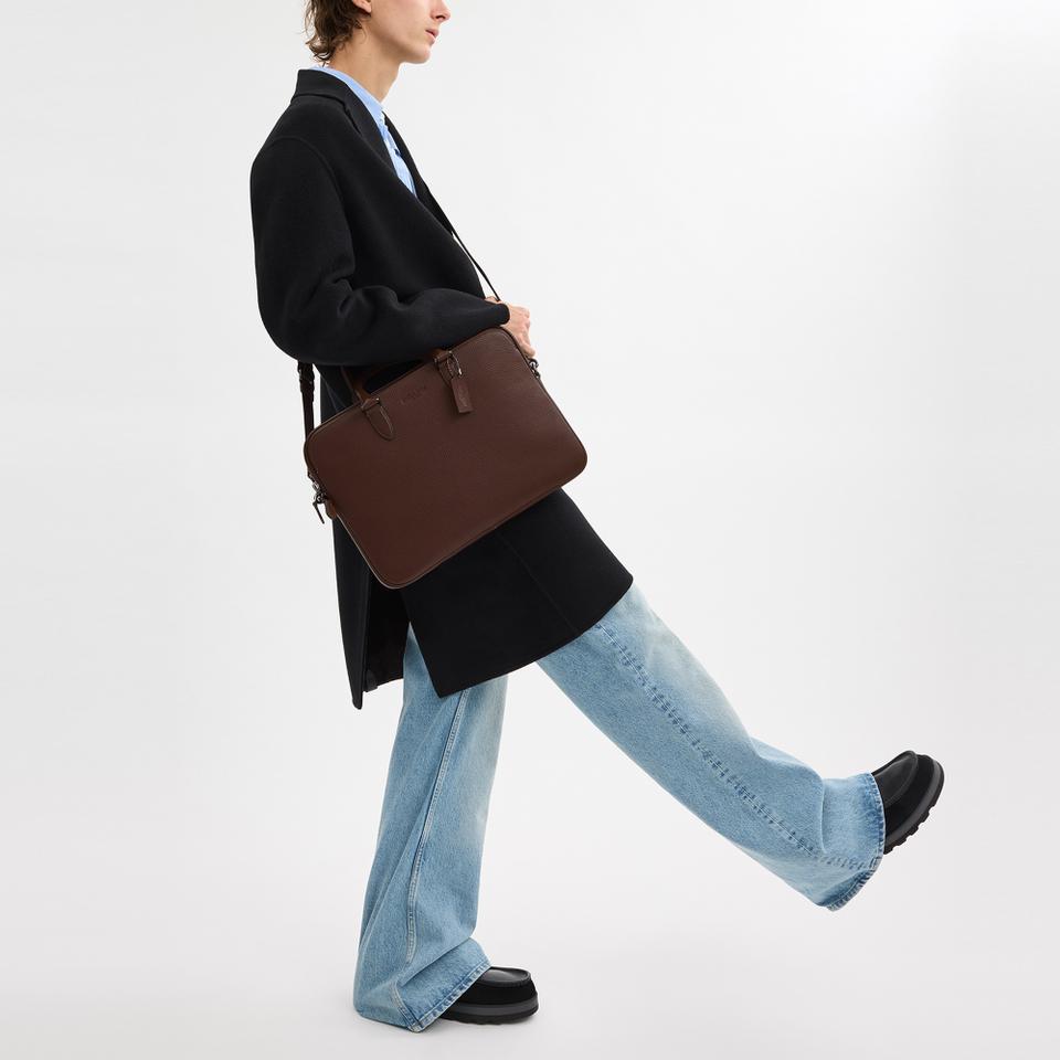Coach Coach Gotham Pebble-Grain Leather Slim Briefcase