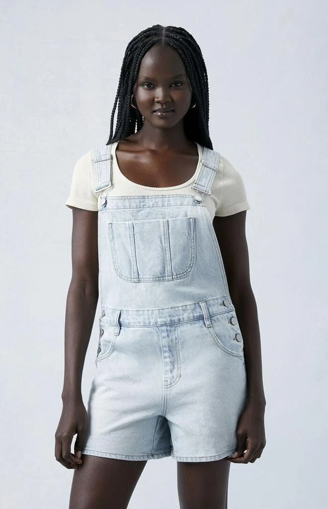 PacSun Eco Light Indigo Denim Short Overalls 1