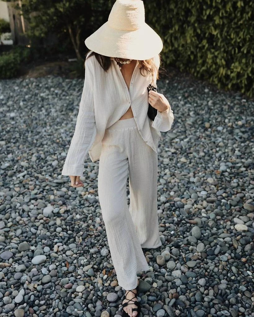 Michael Stars Susie Gauze Pant In Cement 2