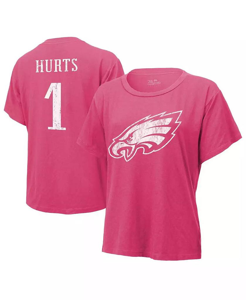 Majestic Women's Jalen Hurts Pink Philadelphia Eagles Name Number T-Shirt